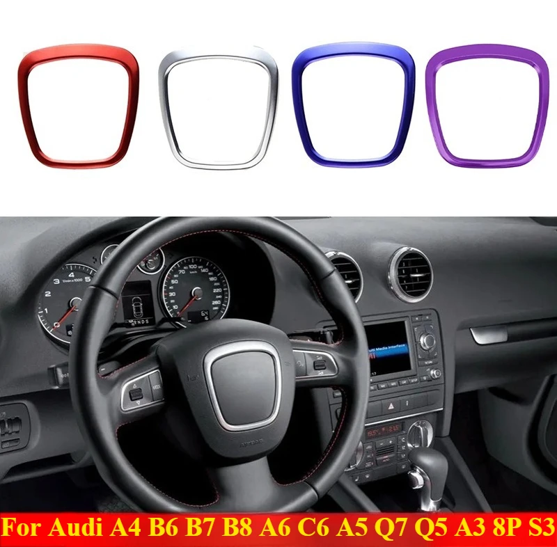 

Car Styling steering wheel center logo Covers Stickers Trim for Audi A4 B6 B7 B8 A6 C6 A5 Q7 Q5 A3 8P S3 Interior Accessories