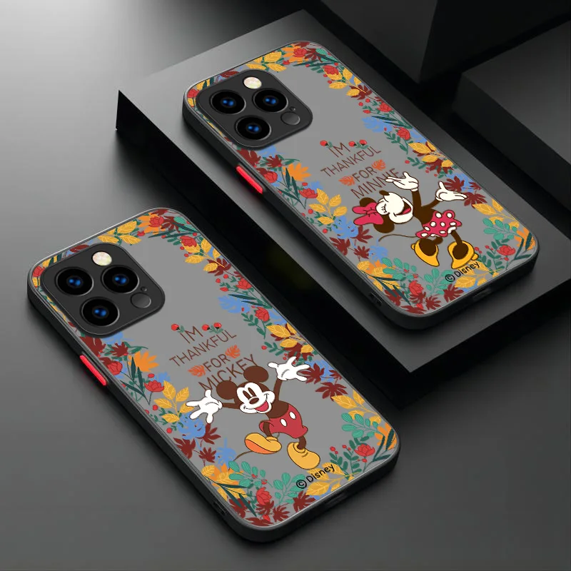 Disney Mickey Minnie Mouse Case For iPhone 15 14 13 12 11 Pro Max mini X XR XS 7 8 6 Plus SE 2020 Shockproof Matte Hard PC Cover