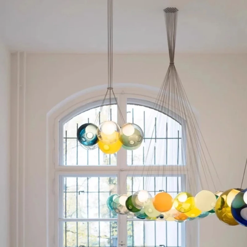 الأمريكية الملونة كرات زجاجية مُثبتة في السقف ضوء ديكور المنزل غرفة المعيشة غرفة نوم المطبخ مطعم خمر مصابيح معلقة #4