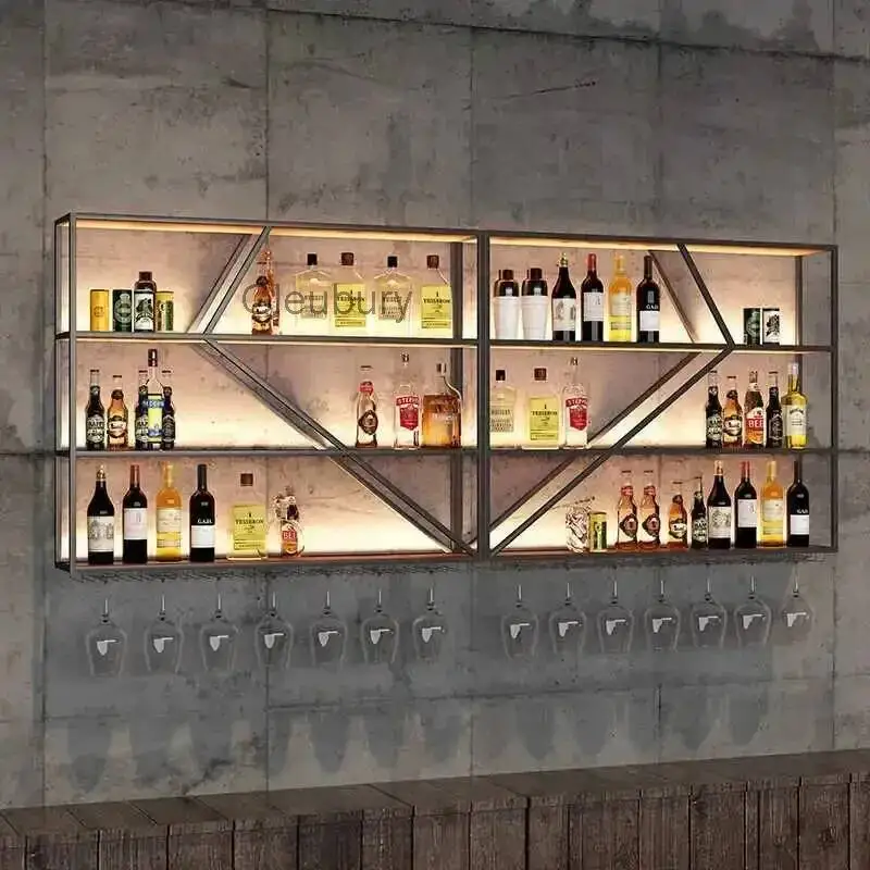 Minimalist Furniture Mini Bar Shop Exterior Refrigerated Wine Cellar Bottle Rack Club Floating Shelf Corner Cabinet Luxury Wall