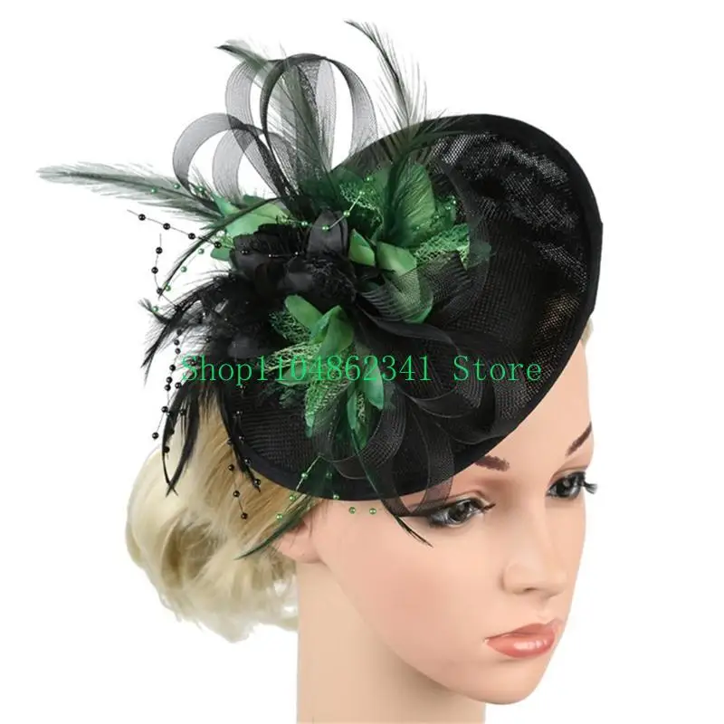 

652F Women DerbyHat Dress Church Baptism Hat DerbyCap Fascinator Pillbox Party Hat