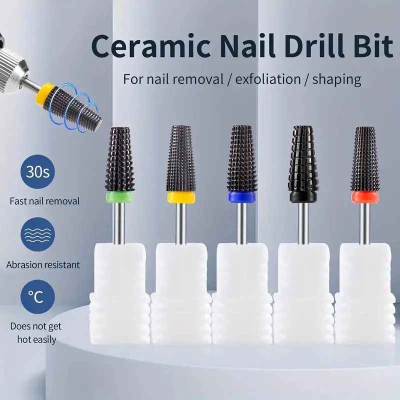 3 IN 1 Ceramic Nail Drill Bits Cuticle Nail File And Removal Gel Acrylic Nail Art Tools For Nail Machine Manicure Pedicure