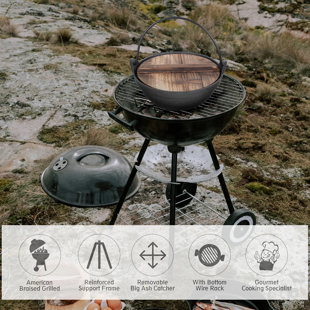 

Japanese Sukiyaki Camping Soup Pot Big Cooking Pots Deep Fondue Iron Hot Hanging Wok Durable Outdoor Picnic Cookware