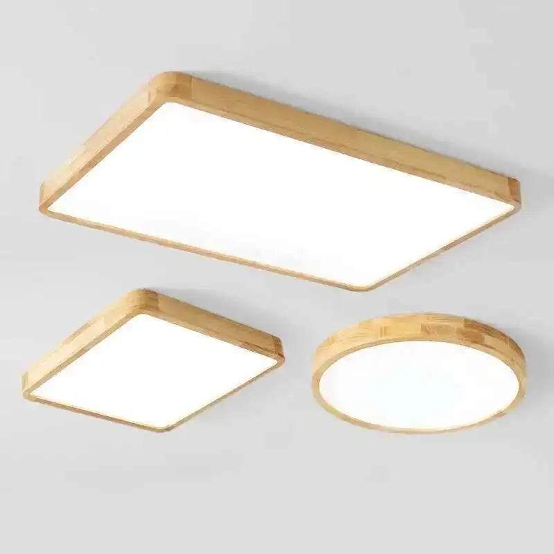 مصباح سقف LED خشبي، لوحة مستديرة/مستطيلة حديثة لخزانة غرفة المعيشة وغرفة النوم، تركيبات تثبيت على سطح الخشب الطبيعي