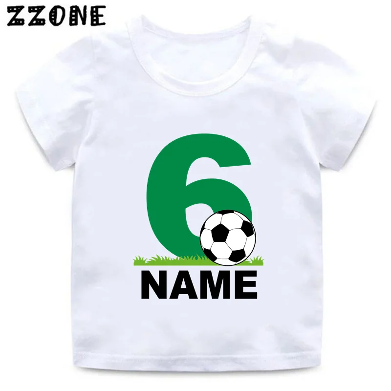 Happy Birthday Football Boys T-shirts 1 2 3 4 5 6 7 8 9 Years Kids Custom Name Soccer Clothes Funny Baby Girls Tshirt,HKP2723