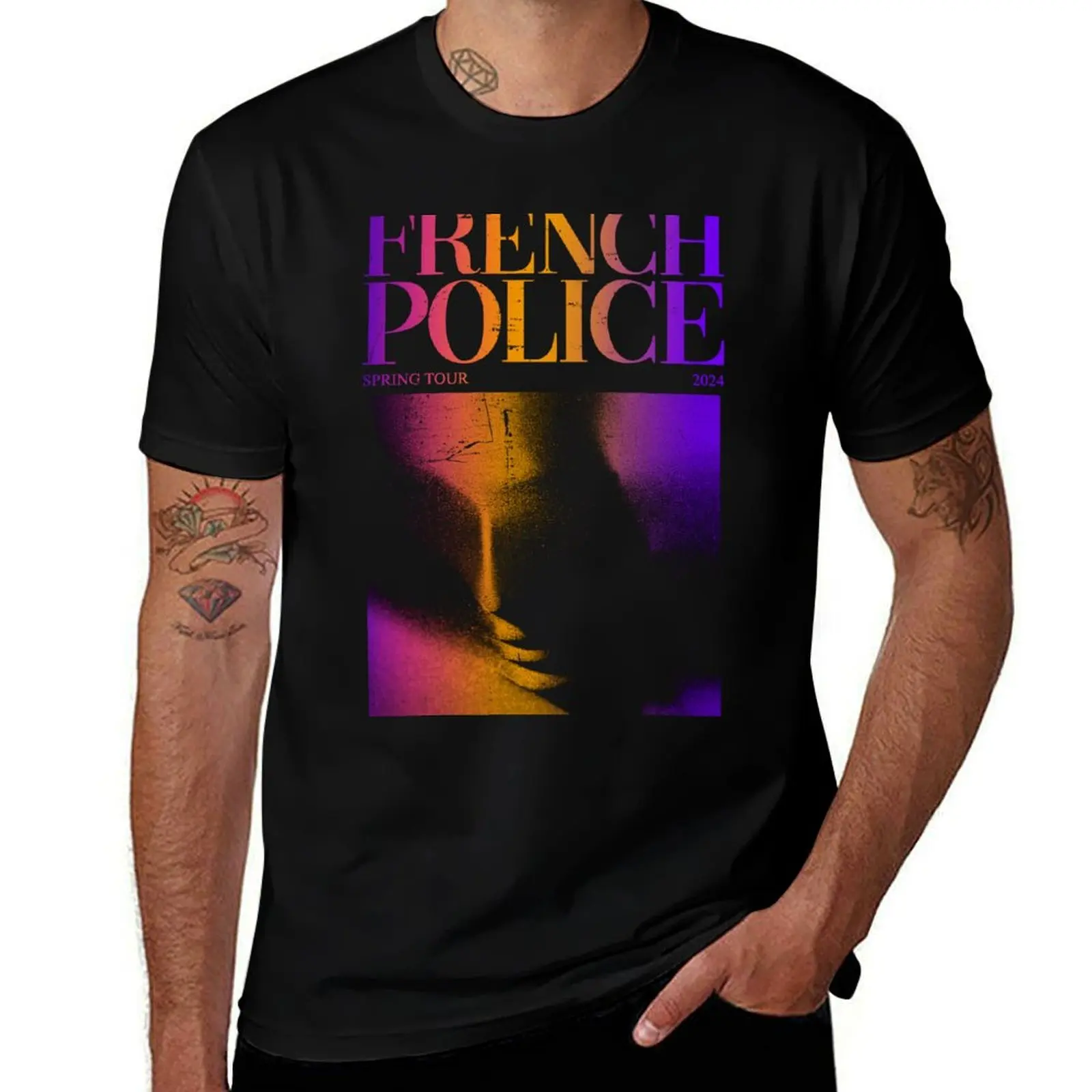 

French Police Band- Spring Tour 2024 T-Shirt designer shirts shirts graphic Man t-shirt blue archive mens t shirts pack