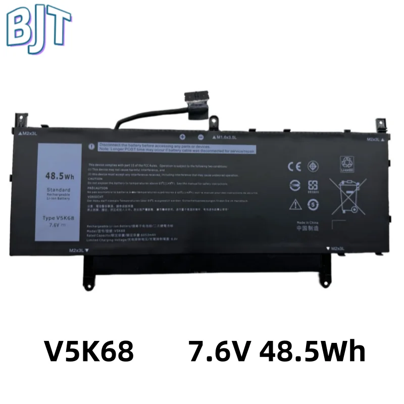 7.6V 48.5Wh New V5K68 Laptop Battery for Dell Latitude 9510 9520 2-in-1 Series N7HT0 TVKGH HYMNG 08NFC7 0PKW00 089GNG Lithium