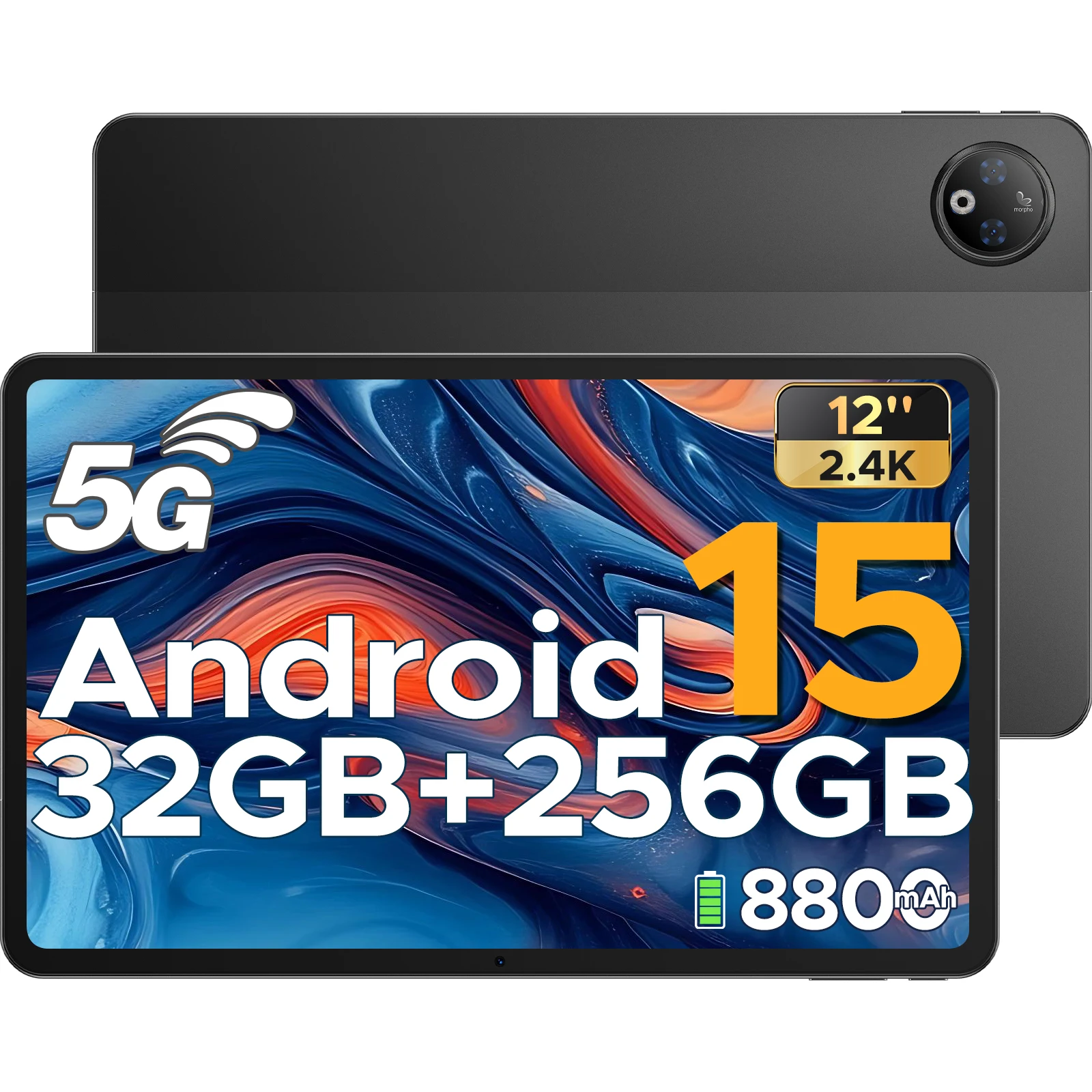 DOOGEE V Pad 5G Tablet PC 12 inch Dimensity 7050 Android 15 32GB RAM (8+24) 256GB ROM 8800mAh Batterij Wifi 6 Ultradunne 5G PC