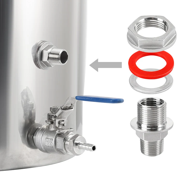 Hardware Weldless grodzi-1/2 "męski NPT x 1/2" żeński gwint NPT Weldless armatura do Homebrew czajnik Keg/Whisket Still Brewing — zdjęcie 5