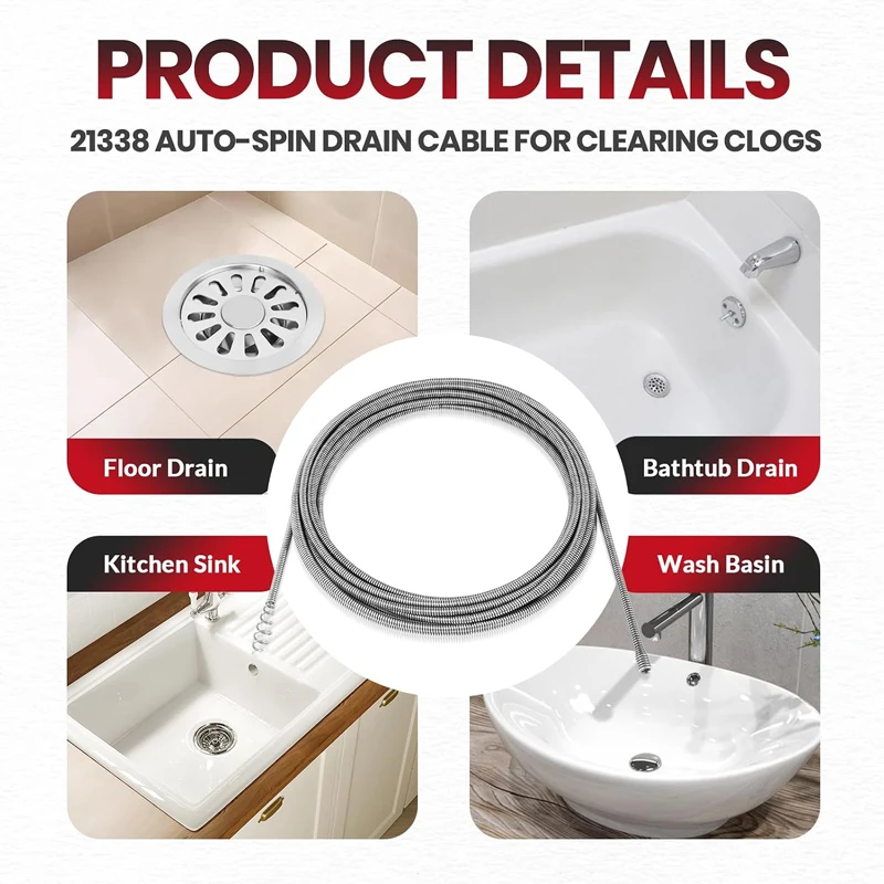 kink-resistant-flexible-inner-core-cable-21338-sink-drainer-snake-cable-1-4-x-30'-silver-for-ridgid-k-45-sink-machine