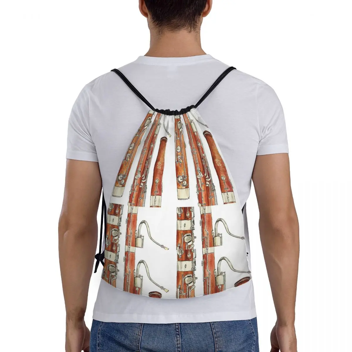 

The Bassoon Backpacks Casual Portable Drawstring Bundle Pocket Shoes Bag Book Bags For Man Woman Students