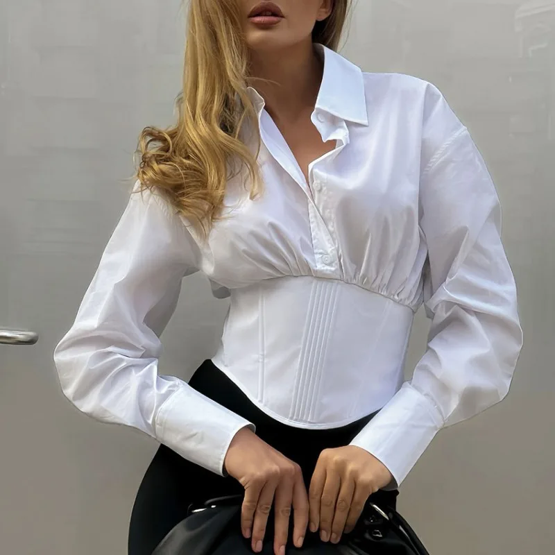 

Новая женская рубашка в стиле французского двора, приталенная, с завязками, с кружевом, стильный дизайн, элегантность