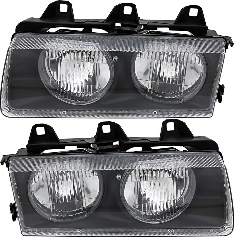 

Compatible with BMW 3 Series Headlights Lamps Set 1992 1993 1994 1995 1996 1997 1998 1999 Halogen Driver and Passenger Side