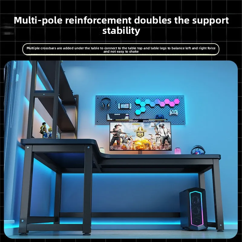 مكتب كمبيوتر مكتبي ركن جديد: مكتب ألعاب مزدوج، طاولة زاوية لرف الكتب في غرفة النوم، مكتب دراسة للمكتب المنزلي