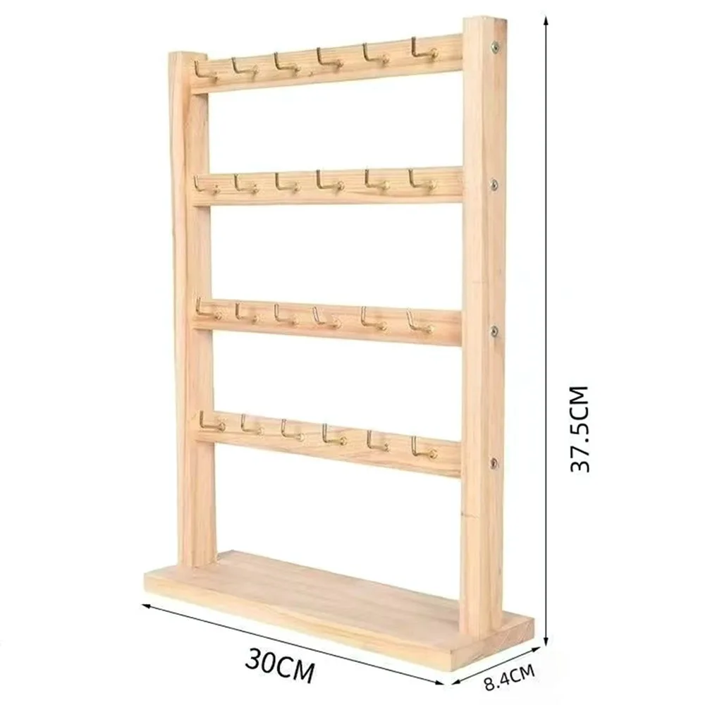 Modern Wooden Bracelets Display Rack with Hooks Jewelry Storage Holder Multi-Functional Spacious Jewelry Rack for Craft Fair