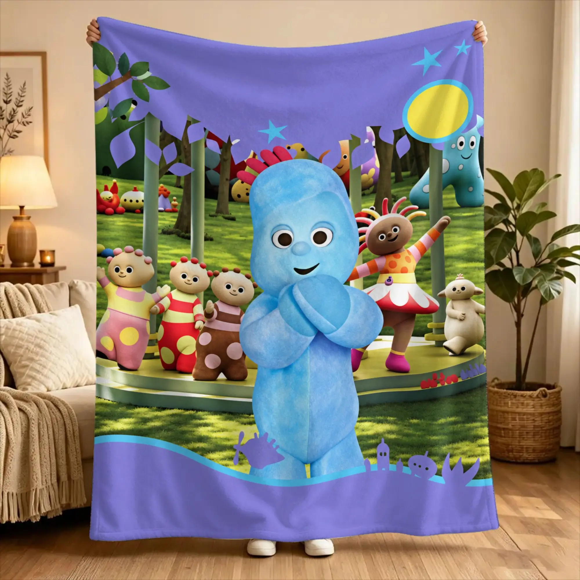 The Haahoos In the night garden Flannel Blanket  Soft Durable Throw Blanket for Couch Bed Travel Office Bedspread Sofa Bed Cover