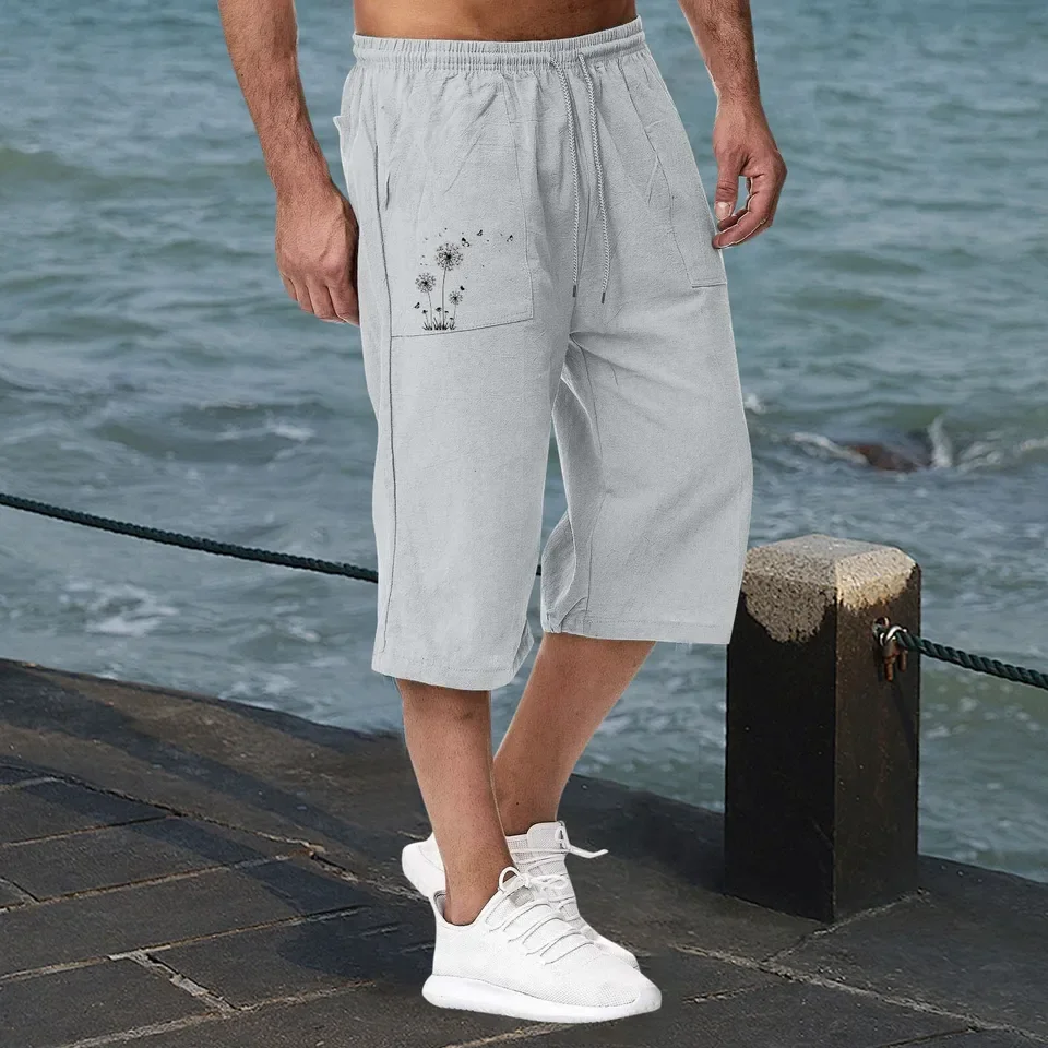 2025 جديد الصيف اللياقة البدنية السراويل الرياضية الرجال Sweatshorts سريعة الجافة تنفس الركض السراويل الأبيض تشغيل السراويل الطويلة غير رسمية