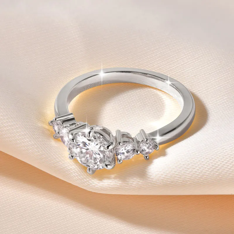 IOGOU 14K Gold Filled 1.0CT 6.5MM D Moissanite Diamond Rings Wedding Engagement Finger Band for Women Exquisite Promise Jewelry