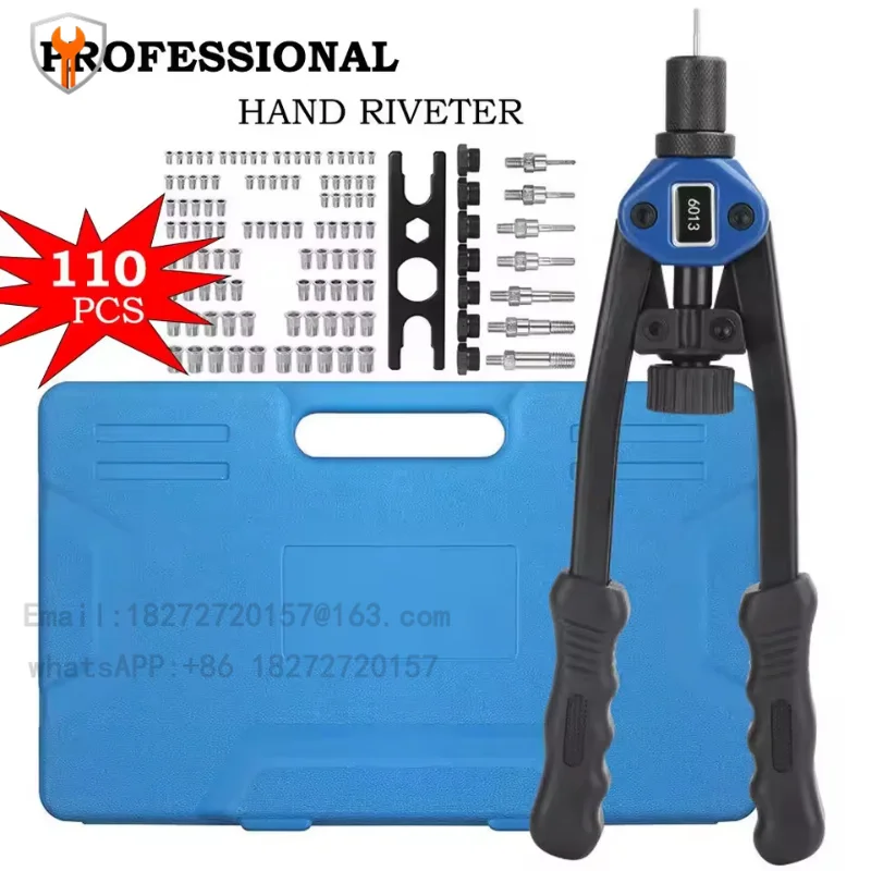 110Pcs Manual Pull Willow Gun M3-M12 Threaded Nut Rivet Gun Rivet Set