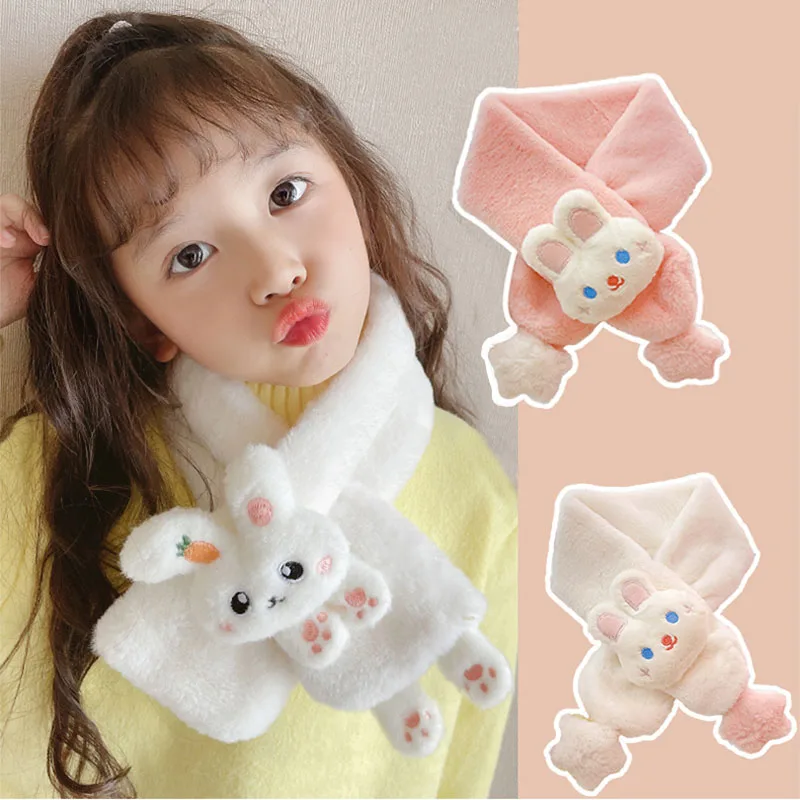 New Winter Children Cute Soft Faux Fur Cartoon Carrot Scarf Baby Girls Outdoor Windproof Warm Scarf Boy Kids Plush Thicken Scarf