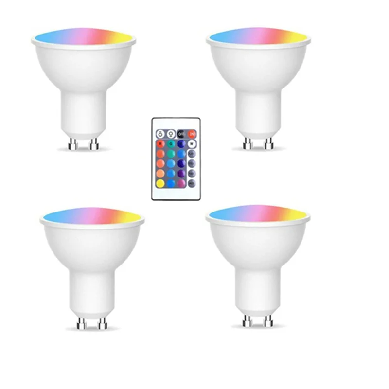 4Pcs Gu10 Bulbs And 1Remote Control With Memory Function 17Colors Changeable Spot Ligh 4Dynamic Lighting Modes Spotlight-New