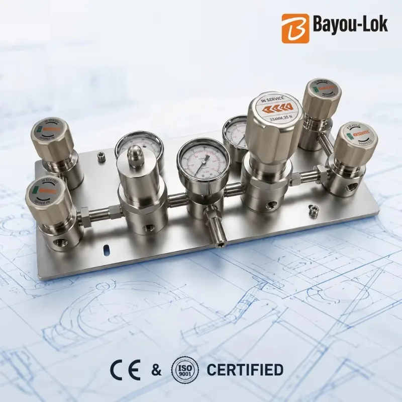 BMT22 SUS316 Stainless Steel Semi-Automatic Diaphragm Gas Regulator With Purge Function For Natural Gas And Oxygen
