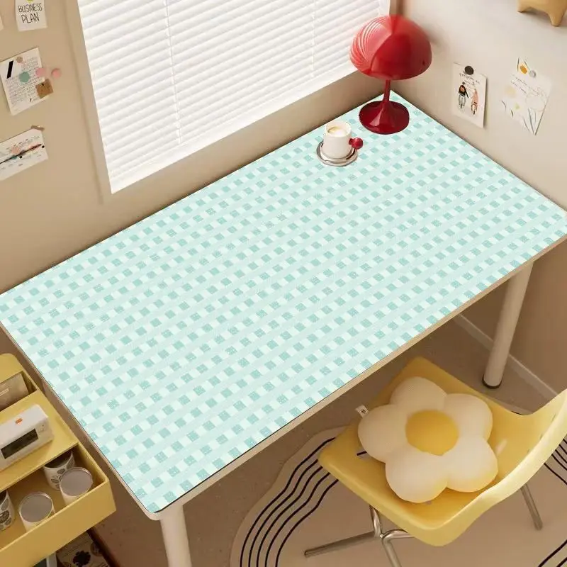 Leather Mouse Pad Pink Green Check Polka Dot For Office Desk Mat  Mousepad Non-Slip Simple Style Desk Accessory Desk Blotter Pad
