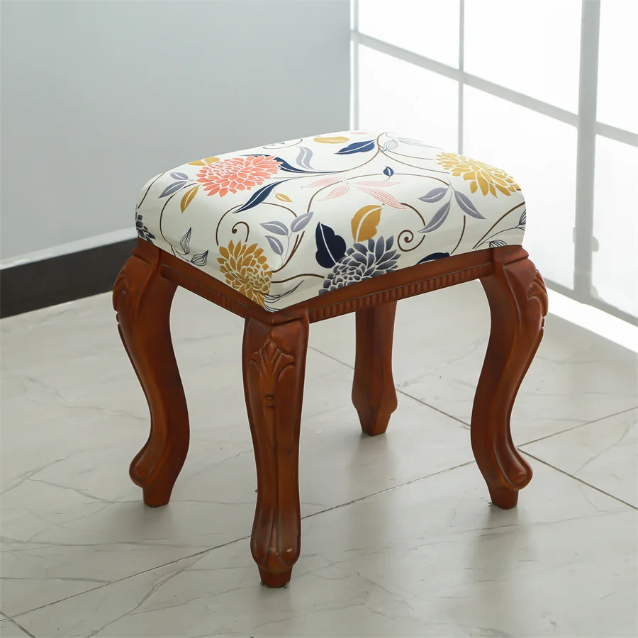 Rectangle Stool Covers Stretch Rectangle Bar Stool Covers Spandex Washable Bench Seat Cover with Strap for Dining Room Kitchen