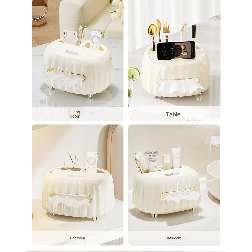 Cream Color Toilet Tissue Box Multifunctional Waterproof Suspended Storage Bin Great Load Bearing Bathroom Tissue Box Toilet