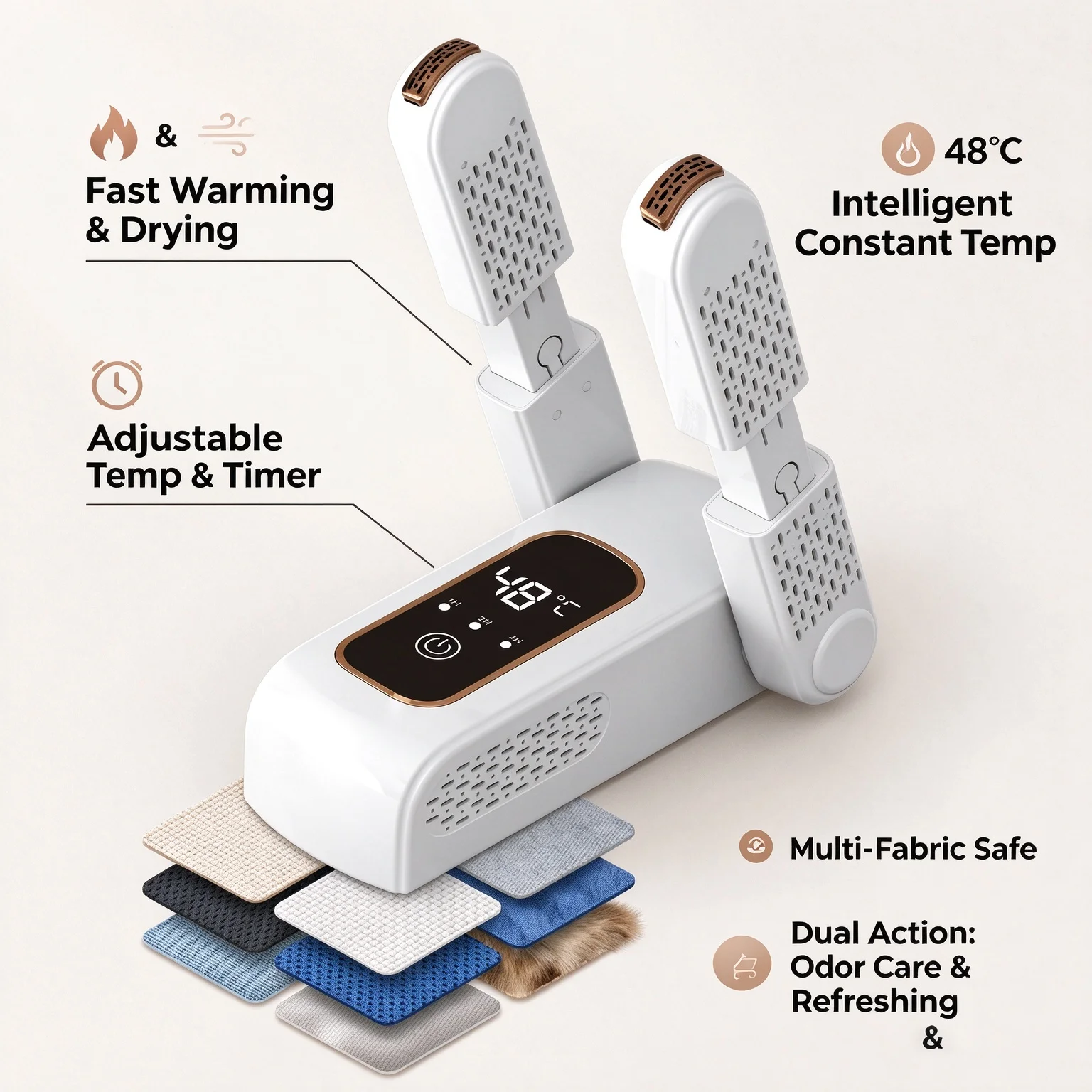 Foldable Electric Shoe Dryer, Boot Dryer with Smart Timer, Constant Temp Fast Drying Dehumidifier, Portable Shoe Warmer for Home