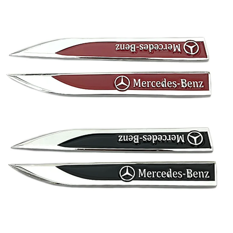 2pcs 3D Metal For Mercedes Benz Car Rear Trunk Sticker Fender Side W202 W220 W213 W210 W164 A180 A200 B180 B200 E200 Logo Emblem