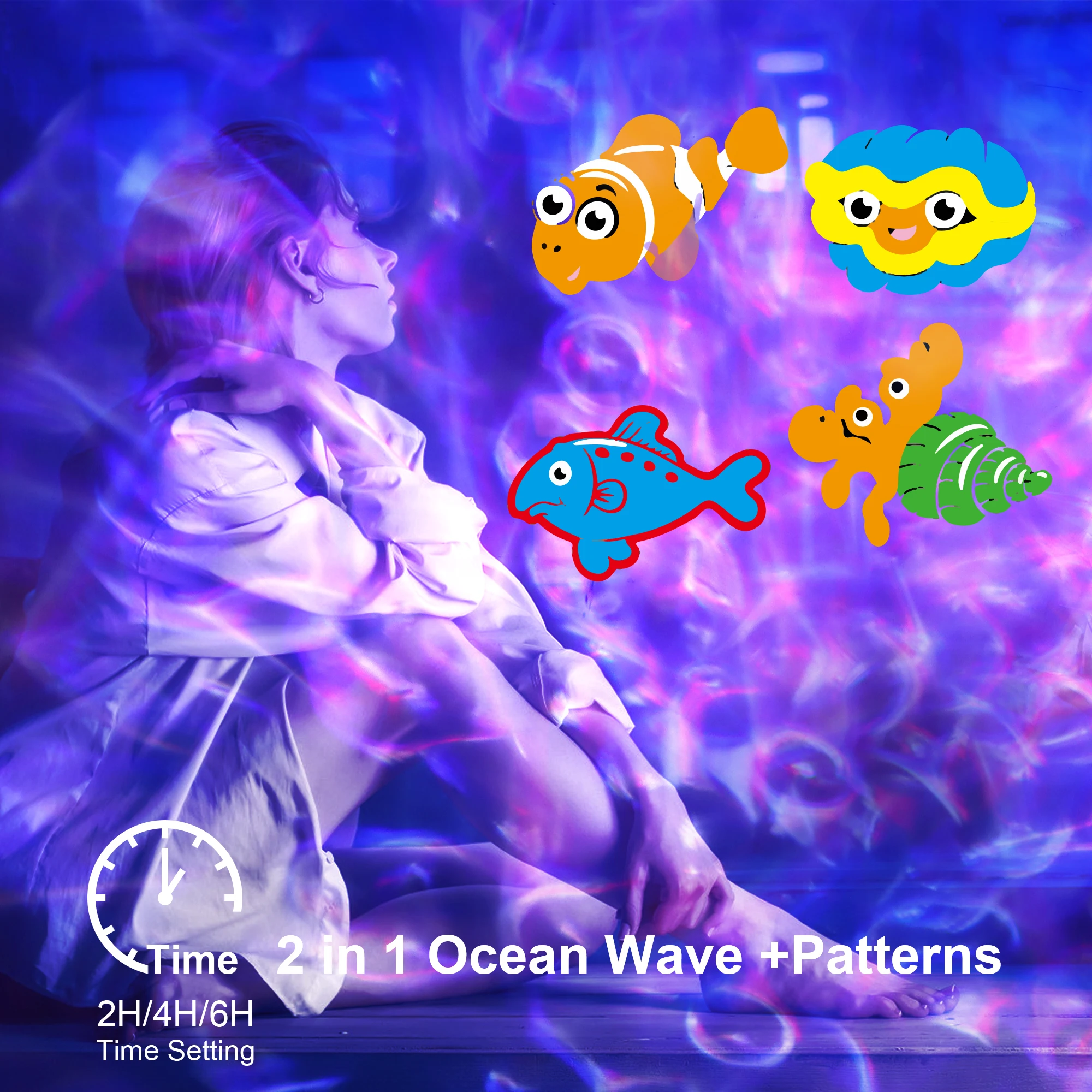 2 في 1 أضواء جهاز عرض عيد الميلاد للهالوين في الهواء الطلق 12 شريحة عالية الدقة ومصباح موجة المياه بأنماط ألوان ومؤقت وجهاز تحكم عن بعد للحفلات