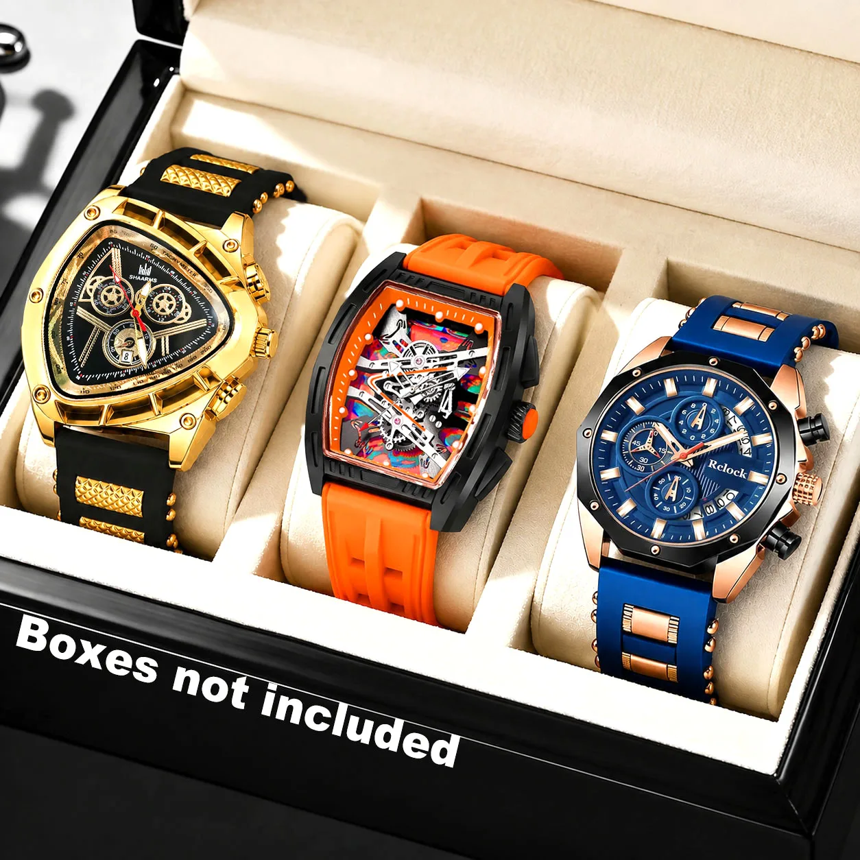 3Pcs Men's Fashionable Business Quartz Watch Set, Suitable for Daily Wear, Parties, Valentine's Day, Easter, Christmas, New Year's Day, Halloween, Ramadan, Gifts for Friends and Family