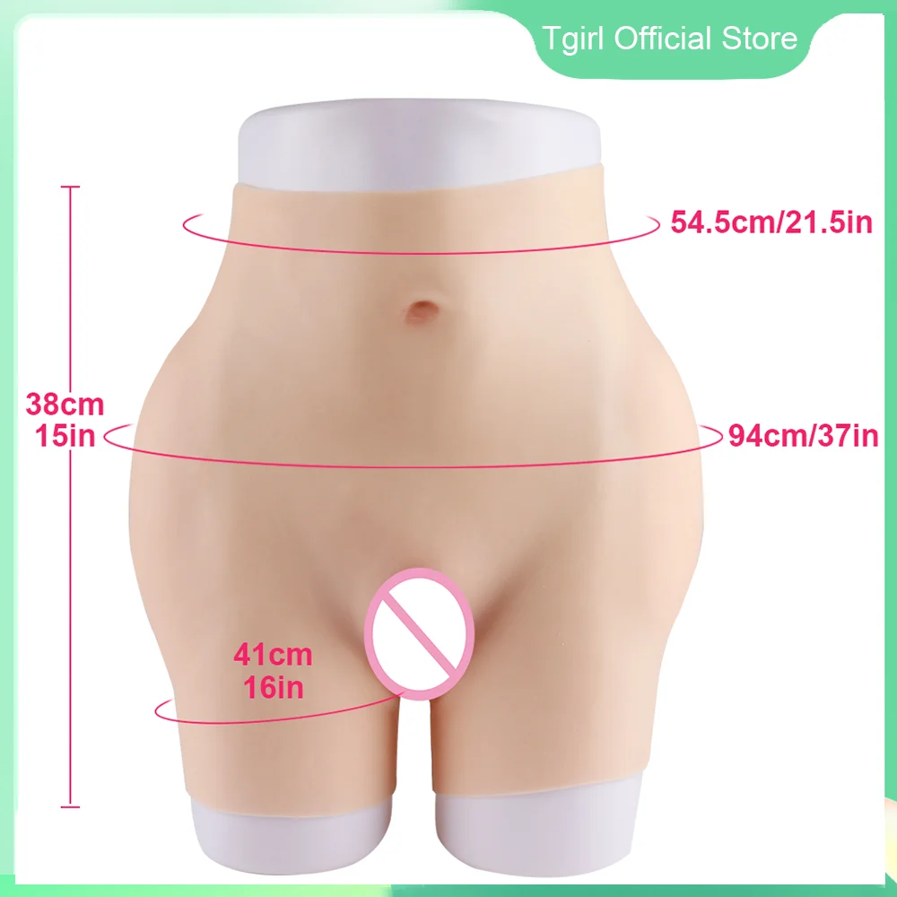 Tgirl Fake Vagina Butt Silicone Female Pussy Panty for Shemale Cosplay Costumes Sissy Crossdresser Drag Queen Hip Enhancer Pant