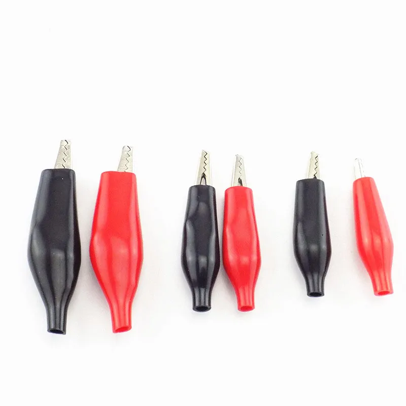 Electrical Alligator Clip Test lead cable Metal Meter Clamp Testing Probe Crocodile Black Red Cover moto bike DIY 28mm/35mm/45mm