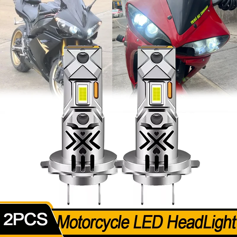2PCS Motorcycle Light For YAMAHA TMAX XP500 2009 2010 For Yamaha YZF R1 07-14 YZF R6 03-14 R6S 06-09 H7 LED Bulbs Headlight