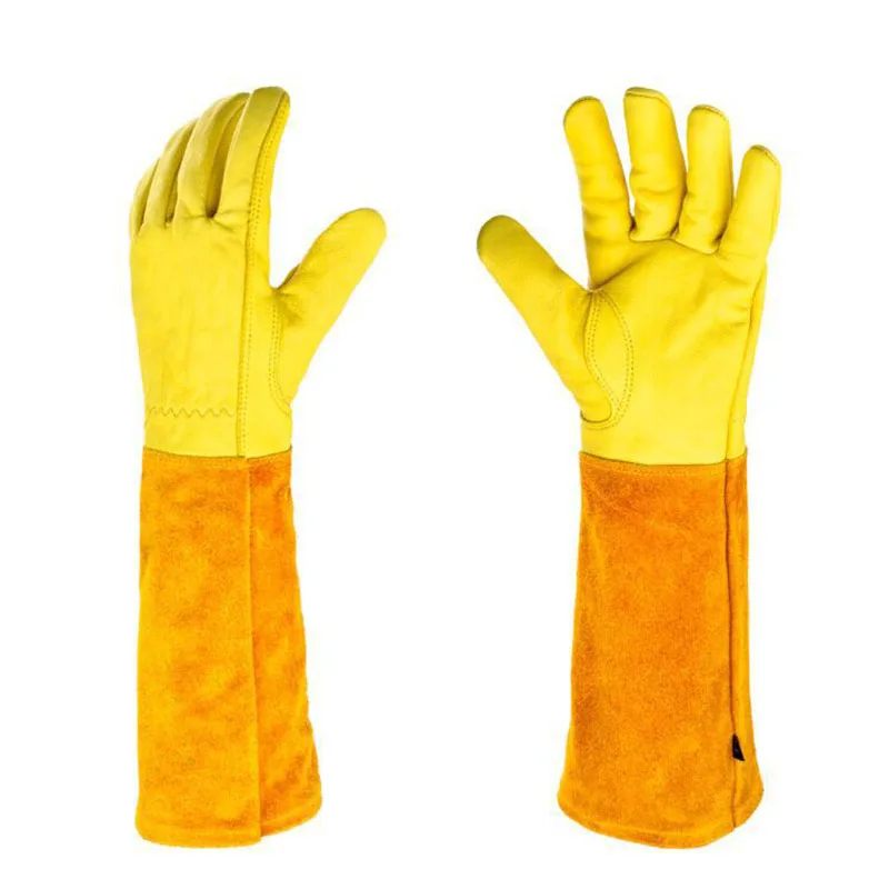 Cowhide Long Tube Garden Gloves for Planting Vegetables Flowers Woodworking Protection Gardening Gloves for Men Women