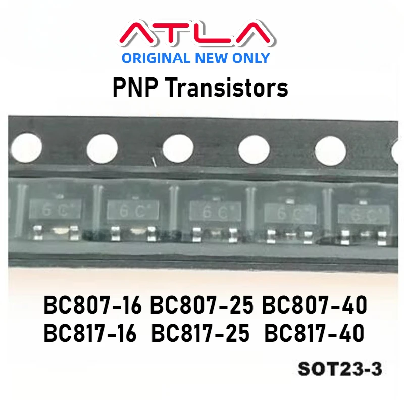 100PCS 500PCS BC807-16 BC807-25 BC807-40 BC817-16 BC817-25 BC817-40 5A 5B 5C 6A 6B 6C SOT-23 PNP Transistors Electronics