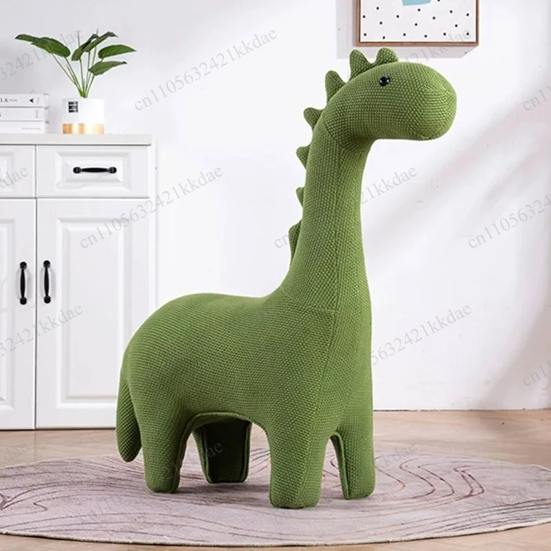 Children's knitted dinosaur chair - cartoon-shaped seat - baby small riding horse - living room decoration item