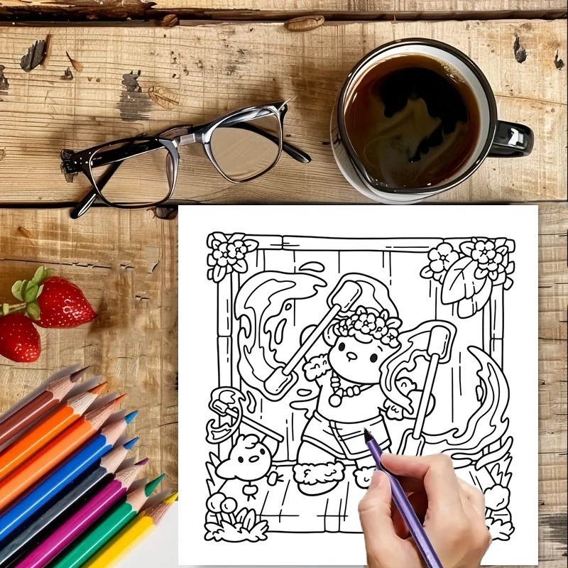 Libro para colorear estilo Hawaii de 28 páginas para adultos |   Libro para colorear, útiles de dibujo para Navidad, Acción de Gracias