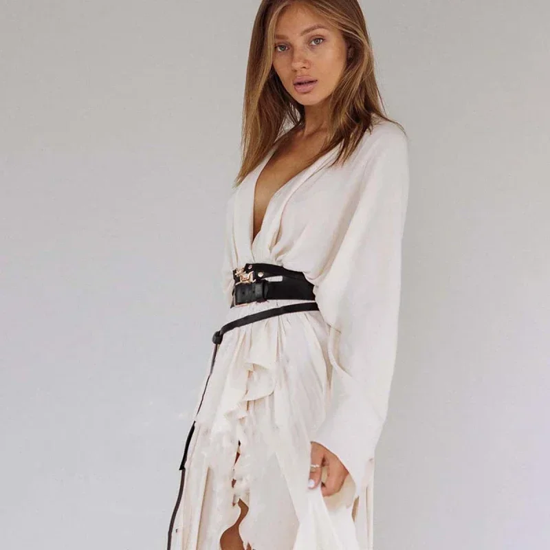 حزام كلاسيكي من جلد البولي يوريثان للنساء، نمط فاسق قابل للتعديل، مناسب للارتداء اليومي