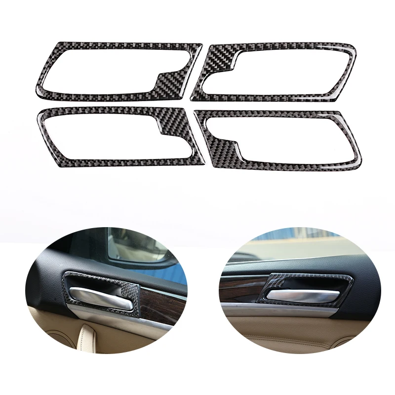 Soft Carbon Fiber For BMW X5 E70 X6 E71 2008-2013 Car Accessories 4 Pcs Interior Door Handle Frame Sticker