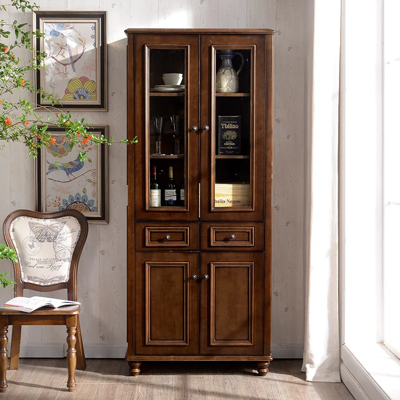 

1Combined Bookcase Display Wine Cabinet Glass Door Bookcase Drawer Bookshelf Storage Grid Cabinet Floor