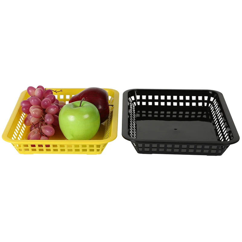 

Rectangular Plastic Basket, Black French Fries, Snack Container, Kitchen Storage, Drain, Washing Hamper, Food Grade Tools