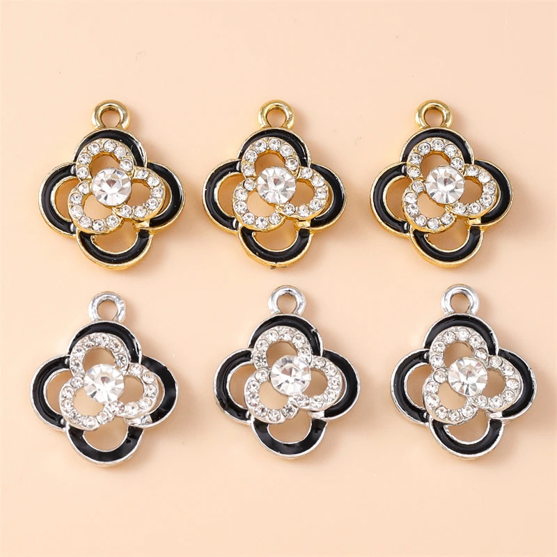 

20pcs 17x21mm Elegant Crystal Hollow Flower Charms Pendants for Jewelry Making DIY Necklaces Earrings Bracelets Accessories Gift