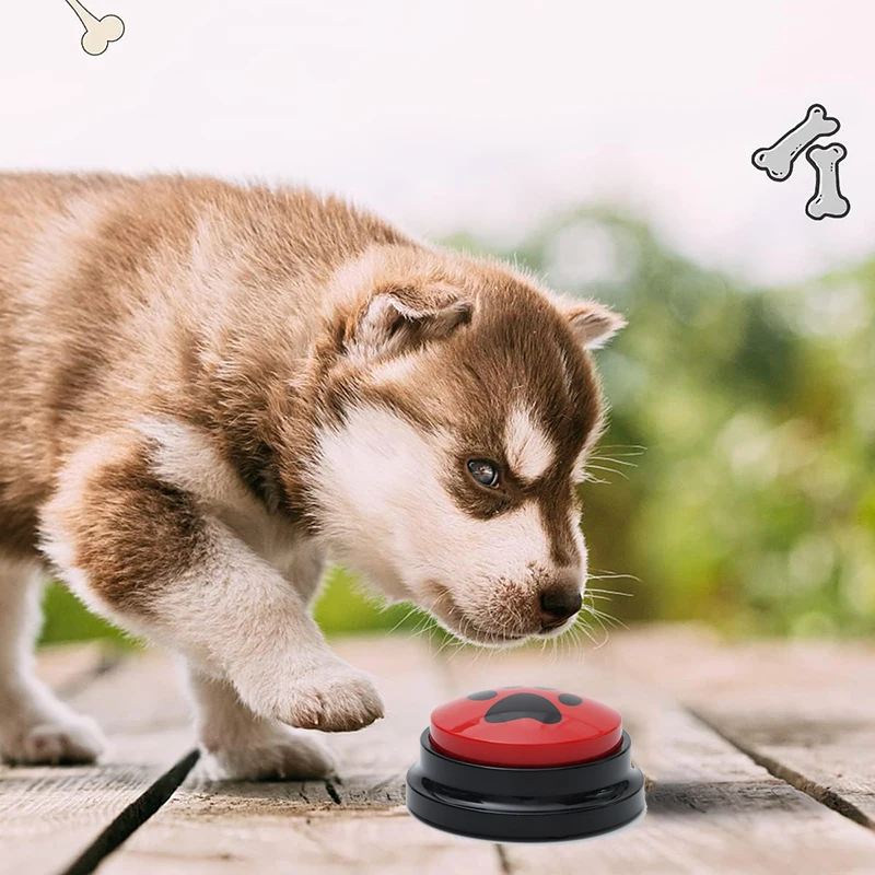 4/8/10pcs Dog Squeak Toys With Cute Claw Print Button Recordable Pet Communication Dog Toys Dog Talking Button Dog Accessories