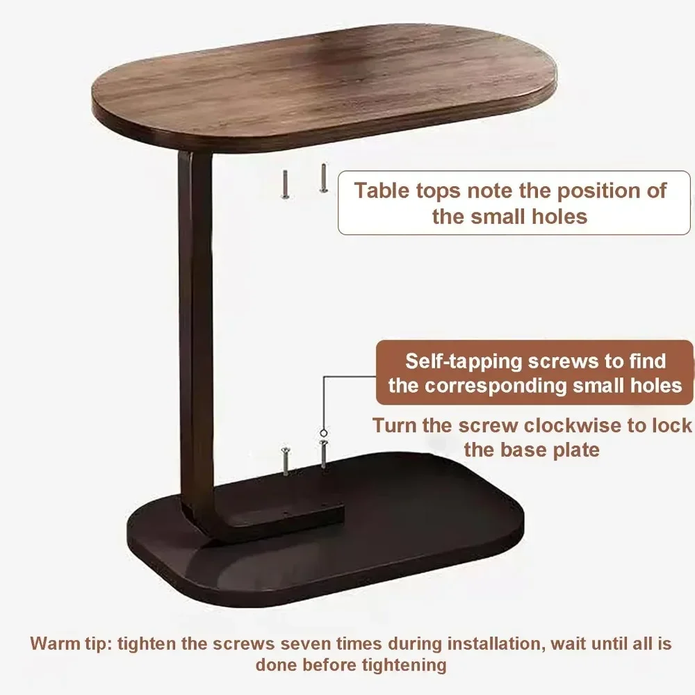 C Shaped Table Small Side Tables Save Space Desk Bedside Mini Embeddable Corner Household Portable Coffee Table for Living Room