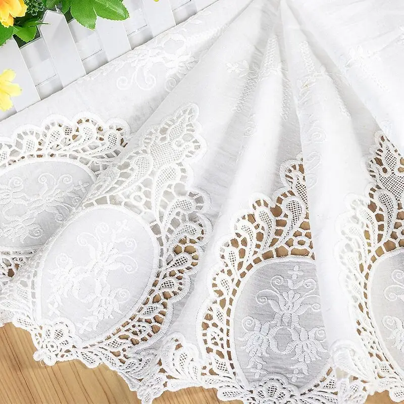 Luxury White Water Soluble Lace Fabric Cotton Embroidered Ribbon Trim Edge For DIY Crafts Dresses Curtains Sewing Accessories