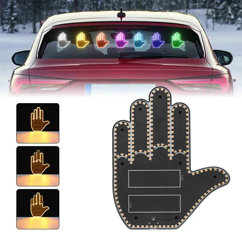 Car Finger Light Gesture Light Car Multi-function Warning Prompt Accessor Interactive Car Light Light Anti-tailgating X3u7