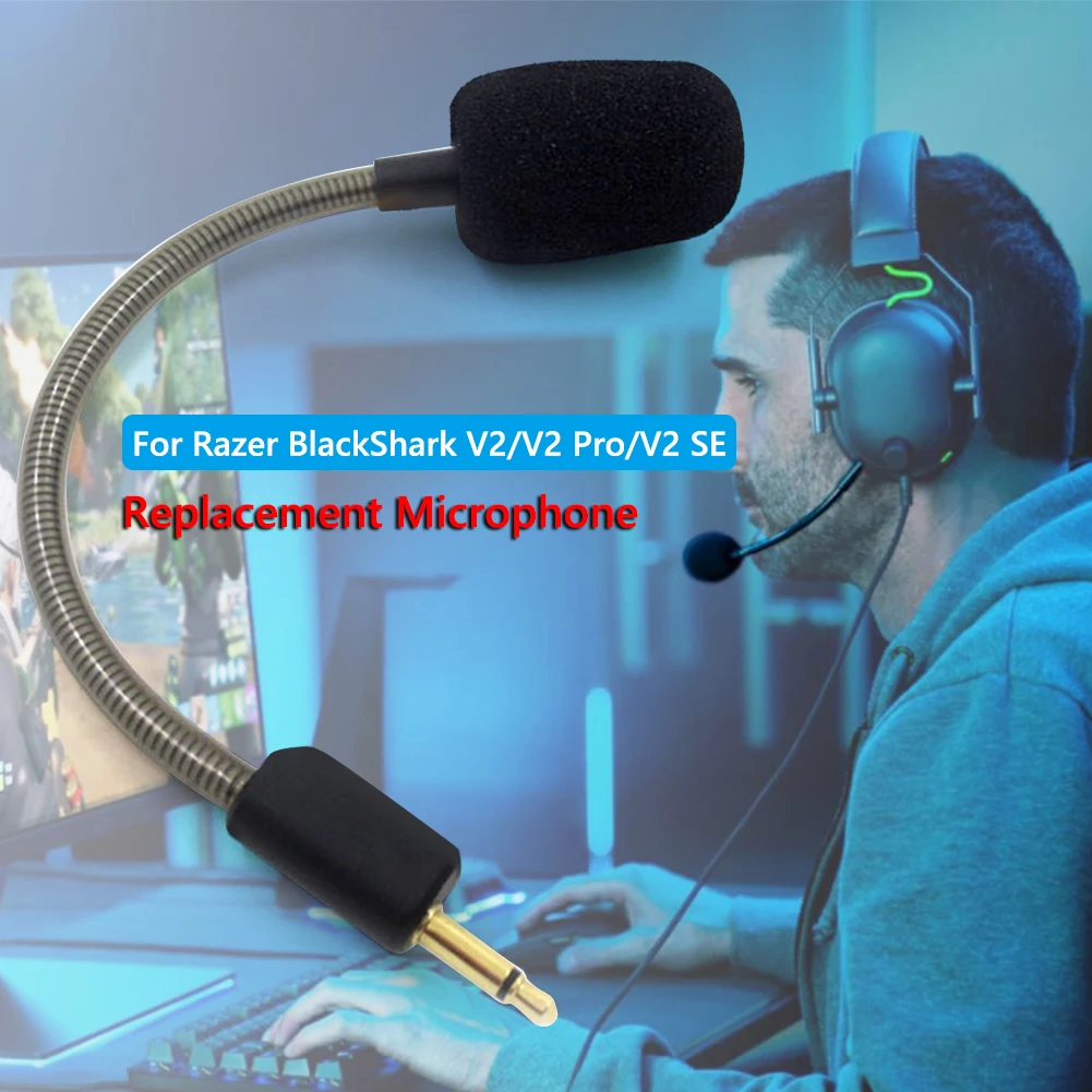 Micrófono de juego de repuesto, auriculares estéreo portátiles para juegos de estudio para Razer BlackShark V2/V2 Pro/V2 SE